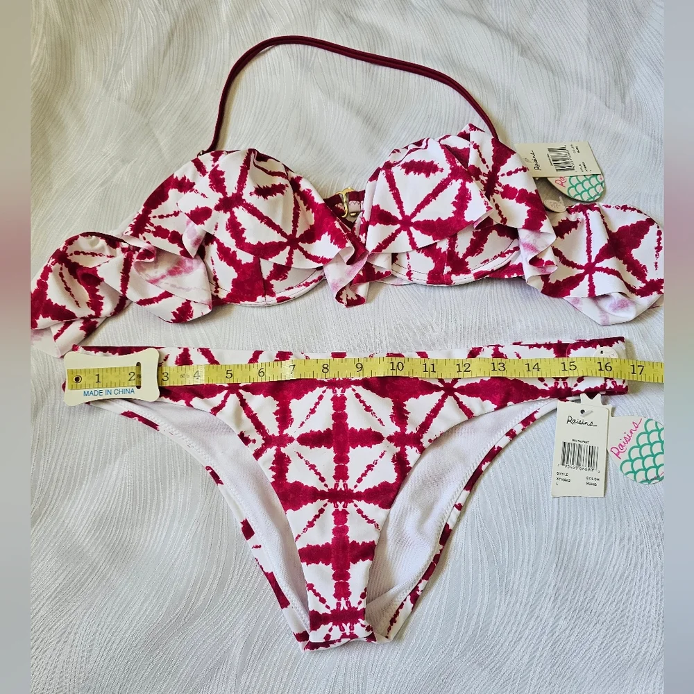 Raisins Dark Red and White Bikini Set NEW with Tags - Picture 9 of 11